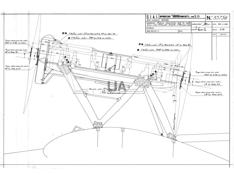 SIAI Marchetti - S.55 - Schema installazione motori