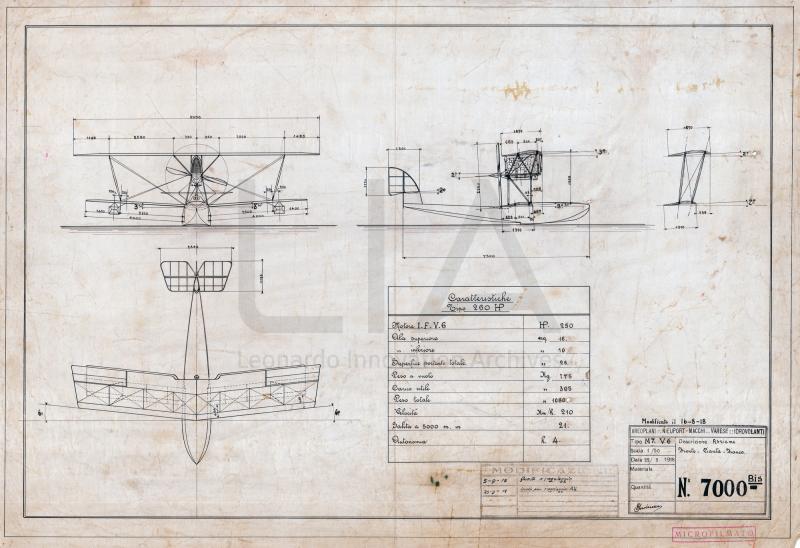 Nieuport Macchi - Idro M.7 bis - Motore Isotta Fraschini V6 - tre viste