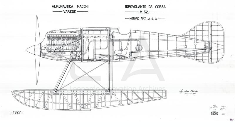 Aeronautica Macchi - Idro M.52 - Assieme vista longitudinale