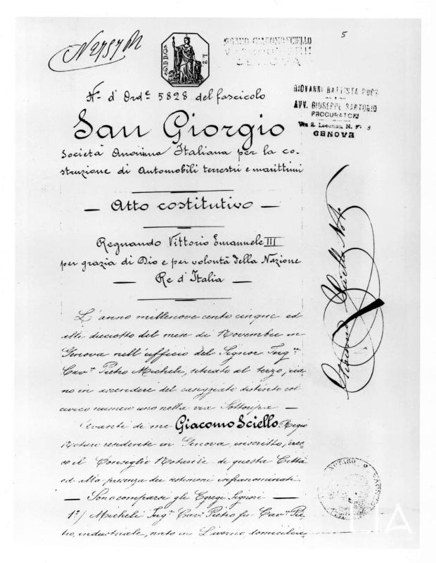 Atto costitutivo della San Giorgio; 1905