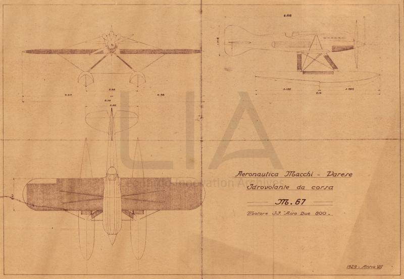 Aeronautica Macchi - Idro M.67 - assieme tre viste
