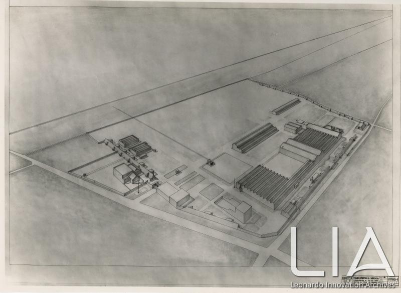 BMB - Fotografia di disegno tecnico - Vista a volo d'uccello dello stabilimento