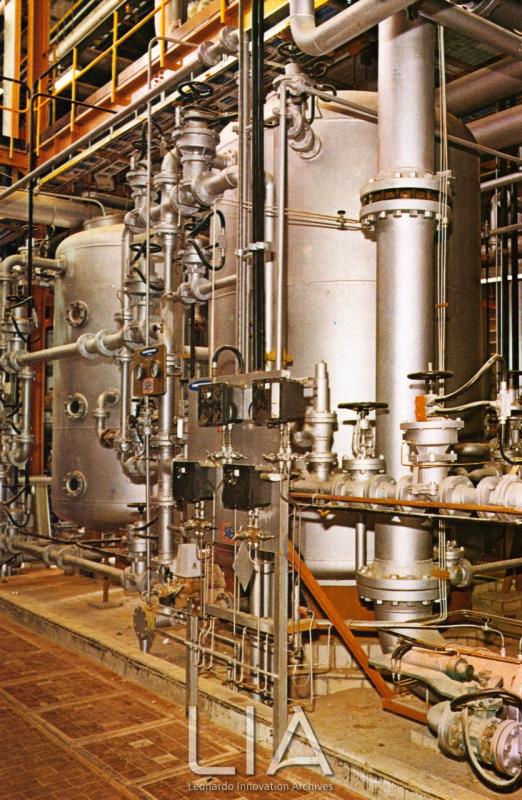 Particolare di un impianto per il trattamento condensato a letti misti delle acque industriali realizzato dalla Termomeccanica Italiana