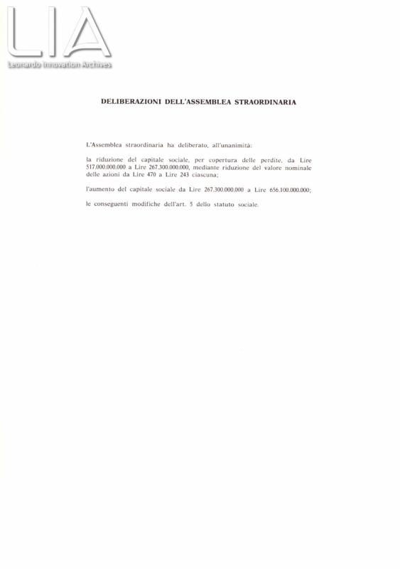 Deliberazioni dell'Assemblea straordinaria