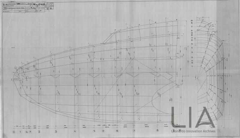 SIAI Marchetti - S.79KR  Vista di fianco correntini longitudinali e traliccio musone