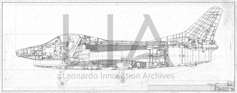 FIAT G 91 vista laterale in trasparenza