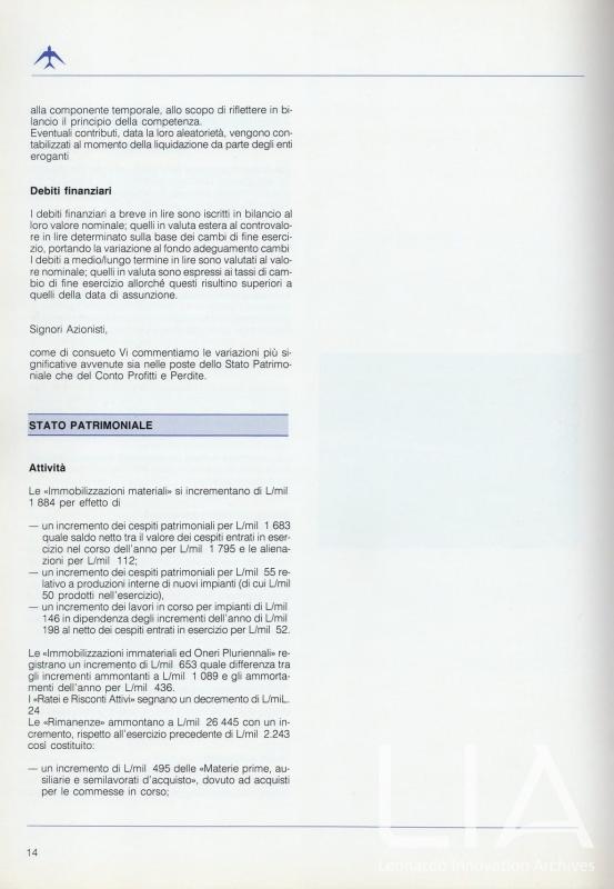 Relazione bilancio esercizio 1984 - p. 16
