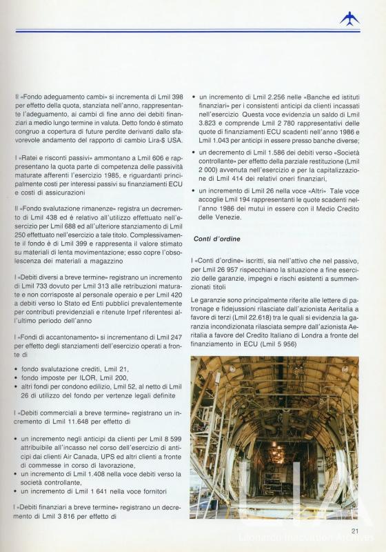 Relazione bilancio esercizio 1985 - p.21