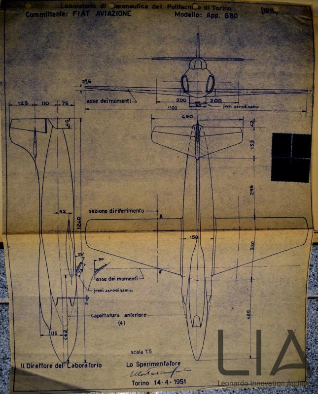 G80_trittico del modello per prove in galleria del vento