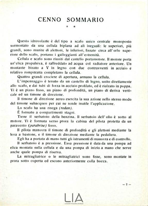 Nieuport-Macchi M.5 - manuale di istruzioni e norme - sommario 