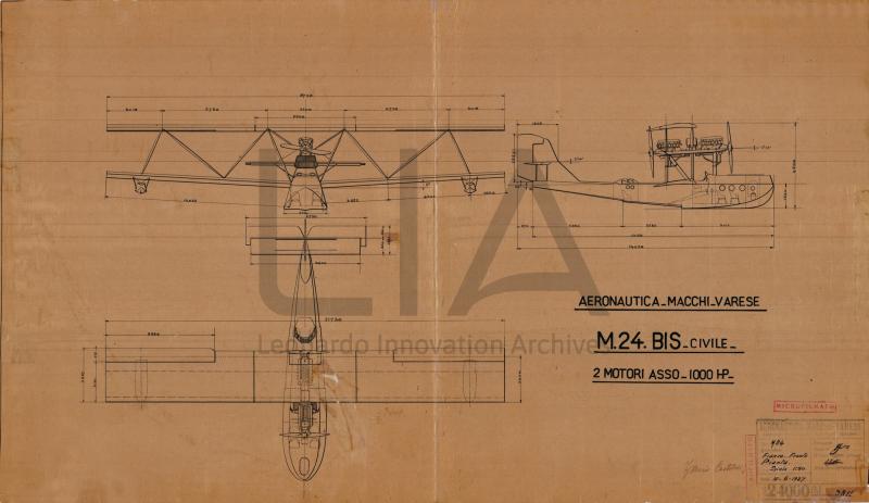 Idrovolante Macchi M.24 BIS civile - trittico