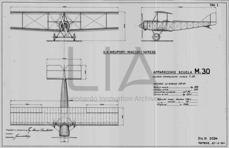 Velivolo terrestre Macchi M.30 - versione scuola - trittico (copia)