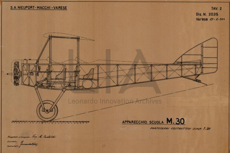 Velivolo terrestre Macchi M.30 - versione scuola - particolari costruttivi