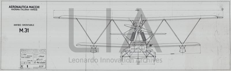 Velivolo terrestre Macchi M.31 - versione anfibio smontabile - vista frontale