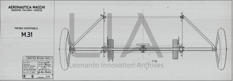 Velivolo terrestre Macchi M.31 - versione anfibio smontabile - carrello