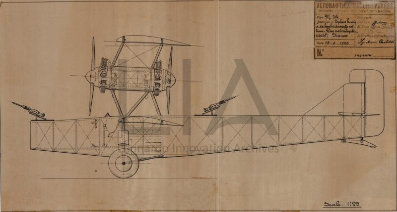 Biplano terrestre Macchi M.34 - vista laterale
