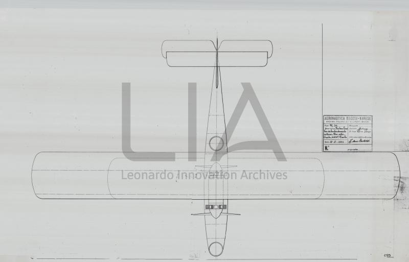 Biplano terrestre Macchi M.34 - vista  in pianta