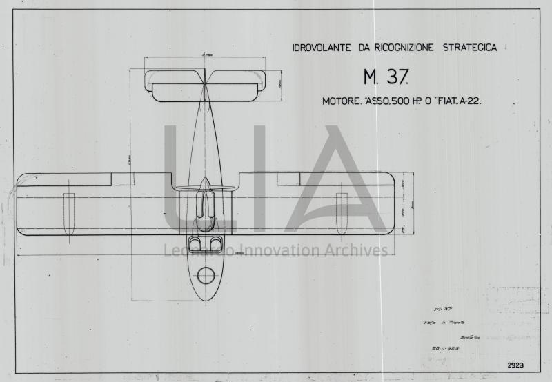 Idrovolante da ricognizione strategica M.37 - vista  in pianta (copia su lucido)