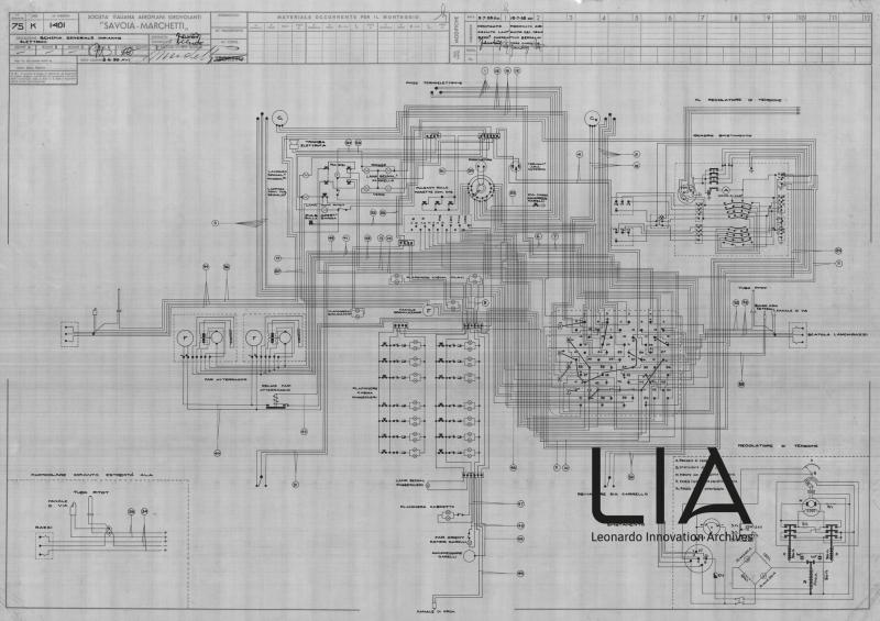 SIAI Marchetti - SM75- Schema generale impianto elettrico