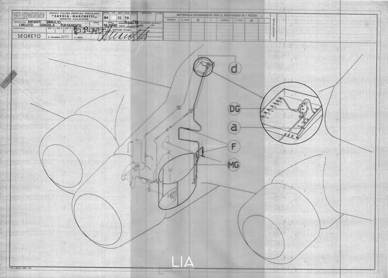 SIAI Marchetti - SM84 - Impianti idraulici circuito gondola di puntamento