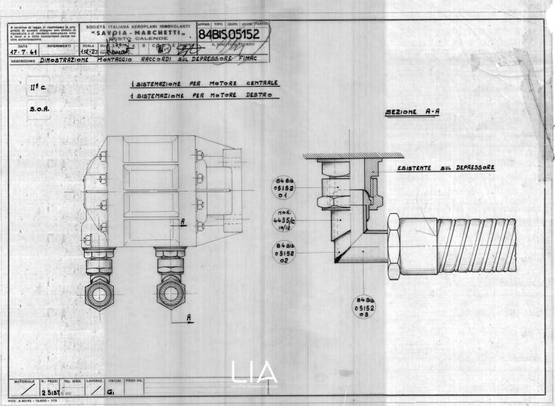 SIAI Marchetti - SM84 - Dimostrazione montaggio raccordi sul depressore Fimac