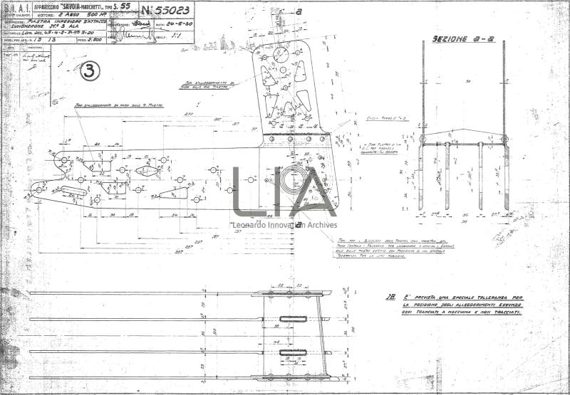 SIAI Marchetti - S.55 - Piastra inferiore d'attacco lungherone n. 3 ala