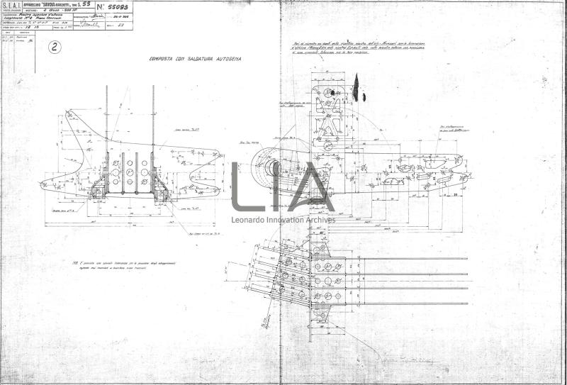 SIAI Marchetti - S.55 - Piastra inferiore d'attacco lungherone n. 2 piano centrale