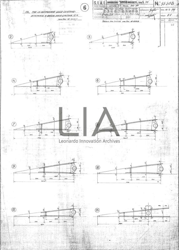 SIAI Marchetti - S.55 - Profilo centine alettone 2-3-4-6-7-8-9-10-12-13