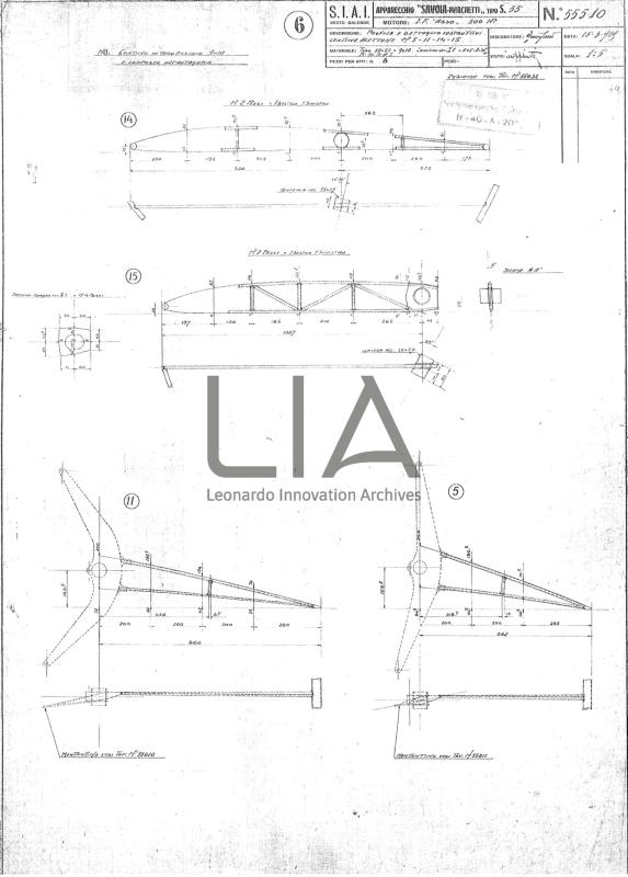 SIAI Marchetti - S.55 - Profilo e dettaglio costruttivi centine alettone n. 5-11-14-15