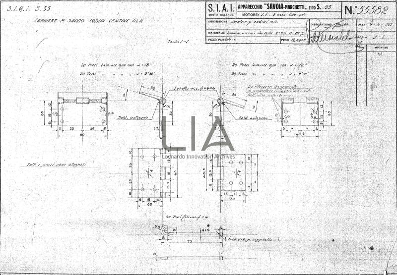 SIAI Marchetti - S.55 - Cerniere per codini ala