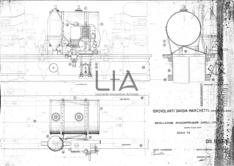 SIAI Marchetti - S.55 - Installazione aviocompressore