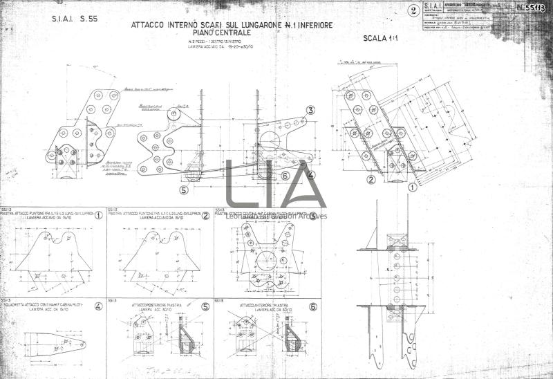 SIAI Marchetti - S.55 - Attacco interno scafi sul lungherone n. 1 inferiore piano centrale