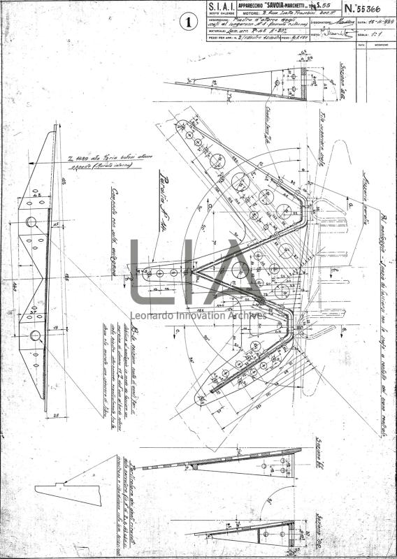 SIAI Marchetti - S.55 - Piastra d'attacco degli scafi al lungherone n. 1 murata esterna