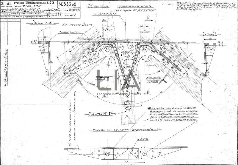 SIAI Marchetti - S.55 - Piastra d'attacco scafi al piano centrale lungherone n. 2 murata esterna