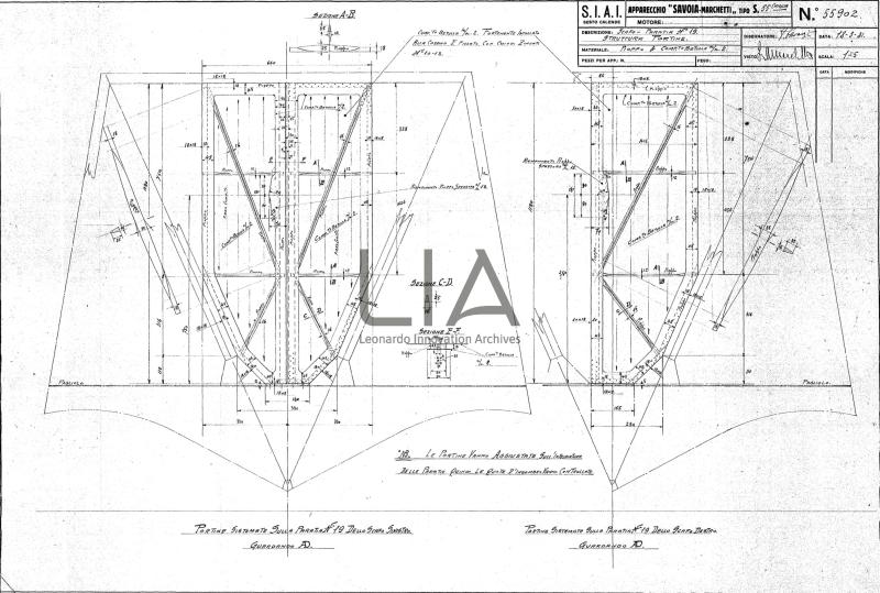 SIAI Marchetti - S.55 - Scafo paratia n. 19 struttura portine