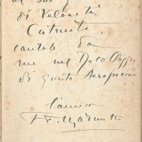 Dedica autografa al progettista Castoldi da parte dell'autore F.T. Marinetti 
