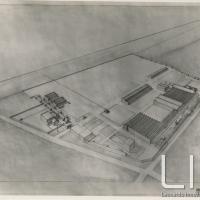 BMB - Fotografia di disegno tecnico - Vista a volo d'uccello dello stabilimento