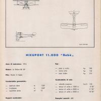 Nieuport  11000 "Bebè" - scheda tecnica con  disegno del trittico
